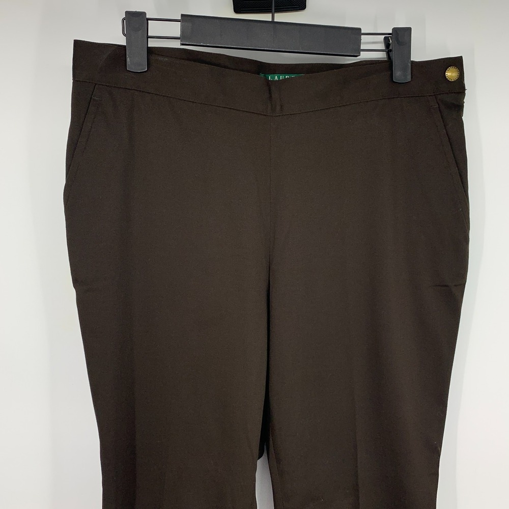 Lauren Ralph Lauren Pants Brown Side Zip Straight Leg High Rise - Picture 3 of 9